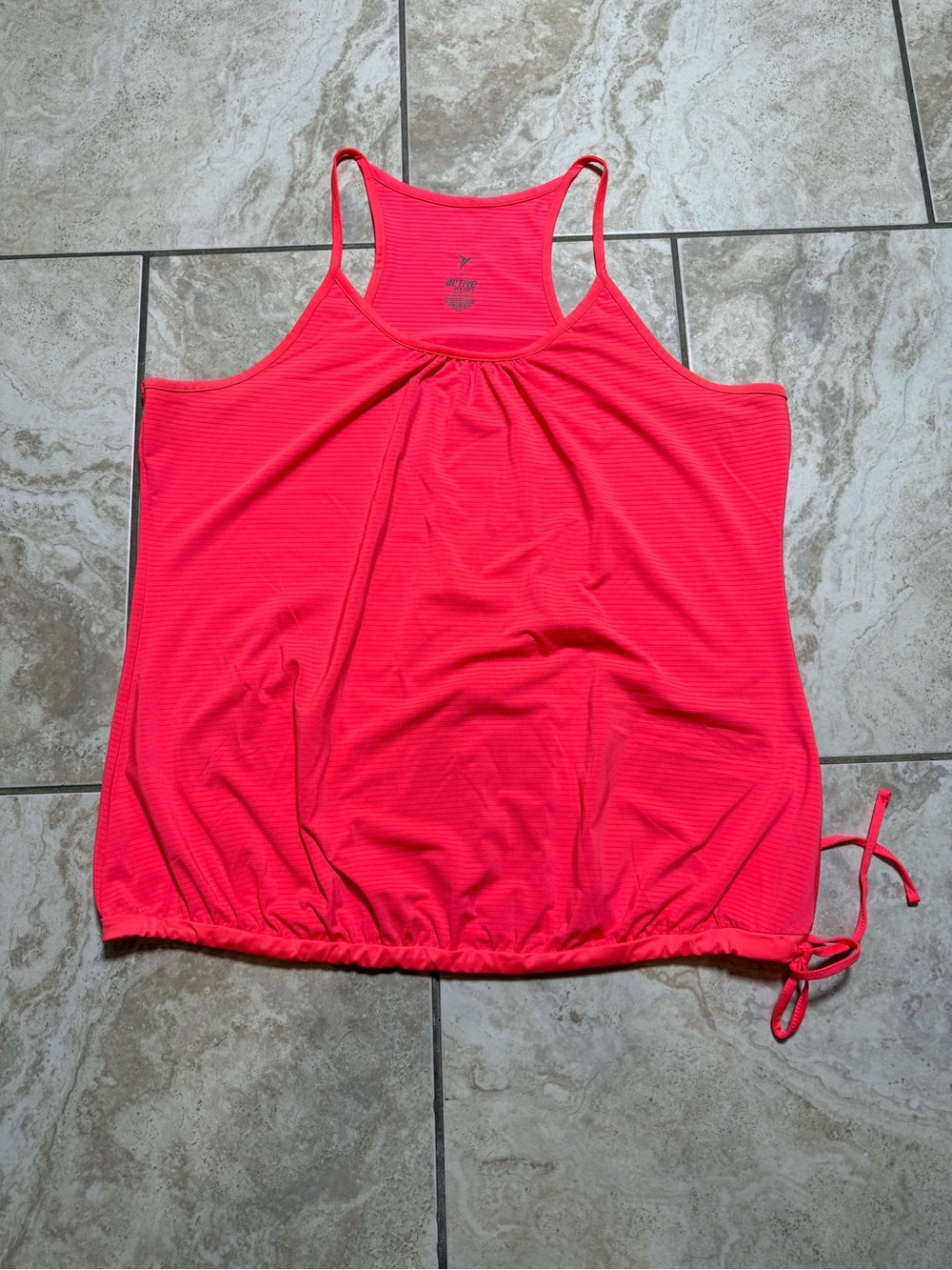 Old Navy Neon Pink Racerback Drawstring Tank Top